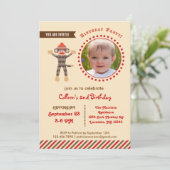Invitation photo de Sock Monkey Birthday (Debout devant)
