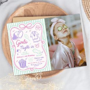 Invitation Photo de soirée pyjama d'anniversaire pour pré-ado