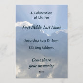 Invitation Photo de souvenir Prière Ciel Céleste (Dos)