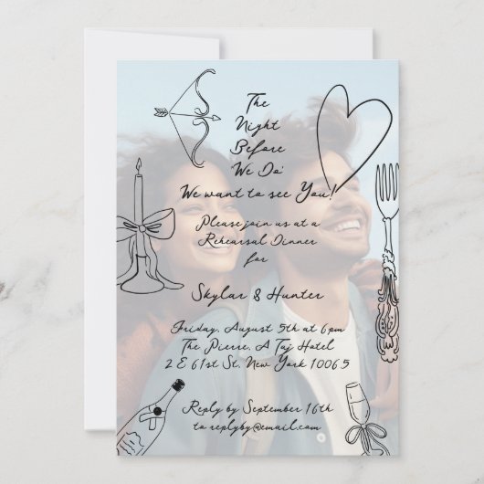 Invitation Photo de superposition pour le dîner de répétition (Devant)