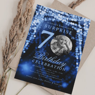 Invitation Photo de SURPRISE 70e Anniversaire Lumières Bleues