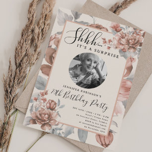 Invitation Photo de SURPRISE 70e Anniversaire Rose Gold