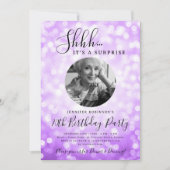 Invitation Photo de SURPRISE 70e Anniversaire Violet Sparkle (Devant)