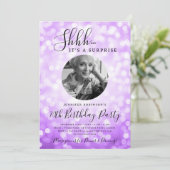 Invitation Photo de SURPRISE 70e Anniversaire Violet Sparkle (Debout devant)