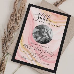 Invitation Photo de SURPRISE pour 70e anniversaire Marbre Ros