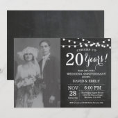 Invitation Photo de tableau noir pour 20e anniversaire de mar (Devant / Derrière)