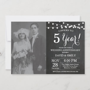 Invitation Photo de tableau noir pour 5e anniversaire de mari