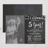 Invitation Photo de tableau noir pour 5ème anniversaire de ma (Devant / Derrière)