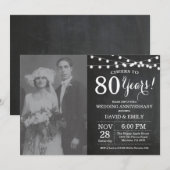 Invitation Photo de tableau noir pour 80e anniversaire de mar (Devant / Derrière)