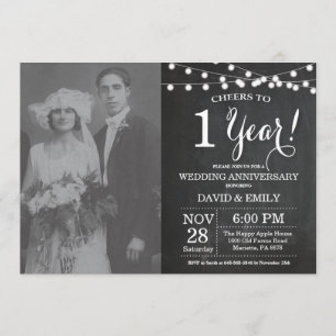 Invitation Photo de tableau noir pour le 1er anniversaire de