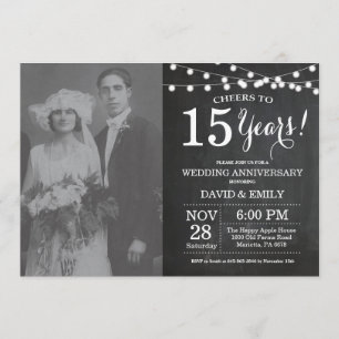 Invitation Photo de tableau noir pour les 15 ans de mariage