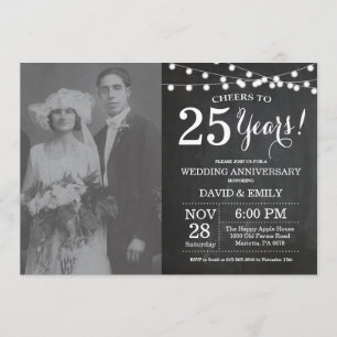 Invitation Photo de tableau noir pour les 25 ans de mariage