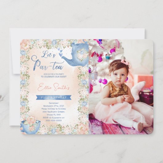Invitation photo de Tea Party modifiable (Devant)