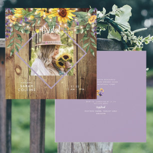 Invitation Photo de tournesol rustique Mariage champêtre Bois