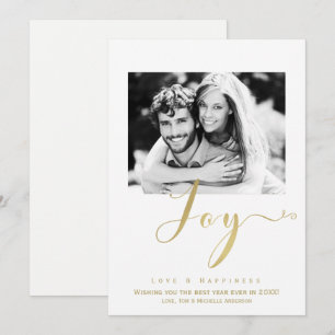 Invitation photo de vacances de Nouvel An JOY Or