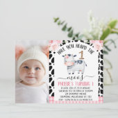 Invitation Photo De Vache Avez-Vous Entendu La Moos 1er Anniv (Debout devant)