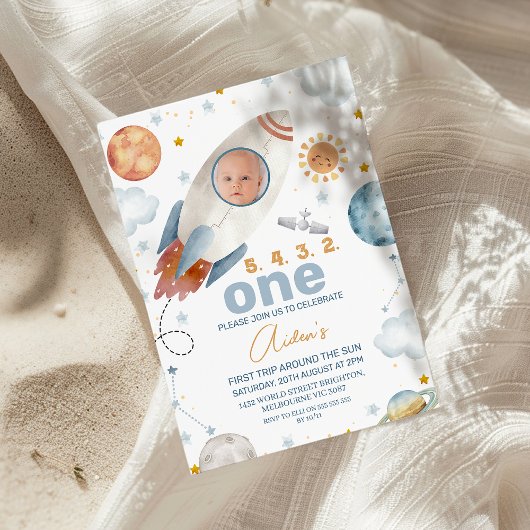 Invitation Photo de vaisseau spatial Premier voyage autour du