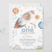 Invitation Photo de vaisseau spatial Premier voyage autour du (Devant)