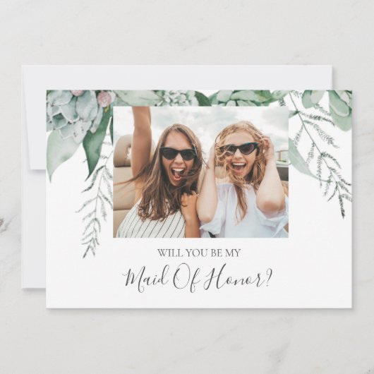 Invitation Photo De Verdure Succulente Maid Of Honor Proposit (Devant)