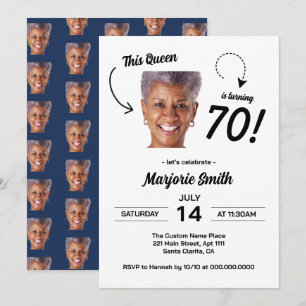 Invitation Photo de visage drôle Fête des 70 ans Femmes