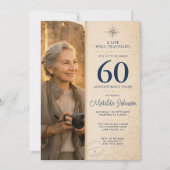 Invitation Photo de voyage d'aventure pour 60e anniversaire (Devant)