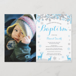 Invitation photo de Winter Deer Boy Baptism