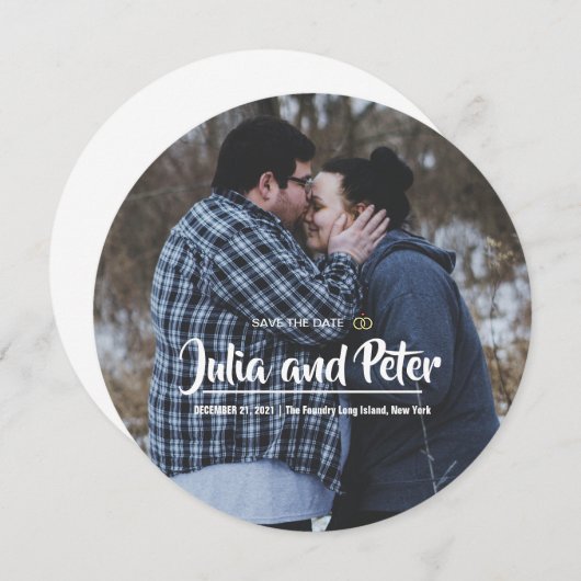 Invitation Photo décontractée Enregistrer la date Round Maria (Devant / Derrière)