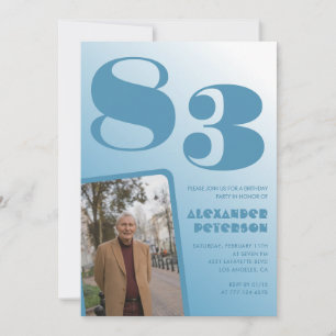 Invitation Photo dégradé bleu 83e anniversaire