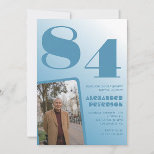 Invitation Photo dégradé bleu 84e anniversaire