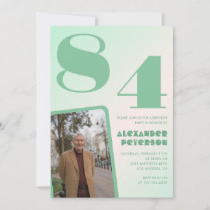 Invitation Photo Dégradé Vert 84e anniversaire