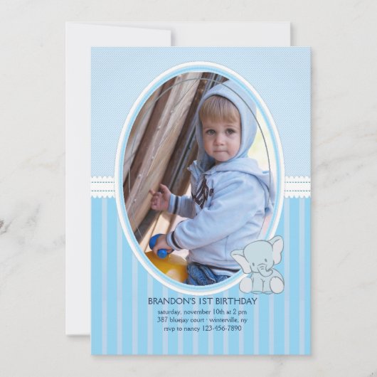 Invitation photo d'éléphant bébé (Devant)