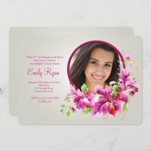 Invitation Photo Dendrobide Orchid Invite (Devant / Derrière)