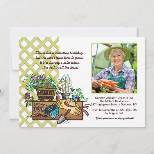 Invitation photo des outils de jardin (Devant)