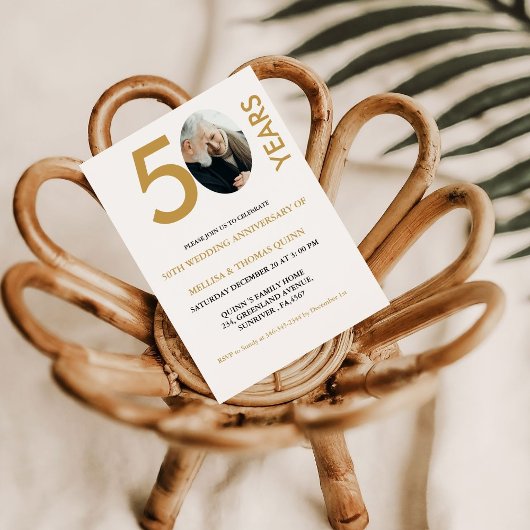 Invitation Photo design moderne 50E anniversaire de Mariage