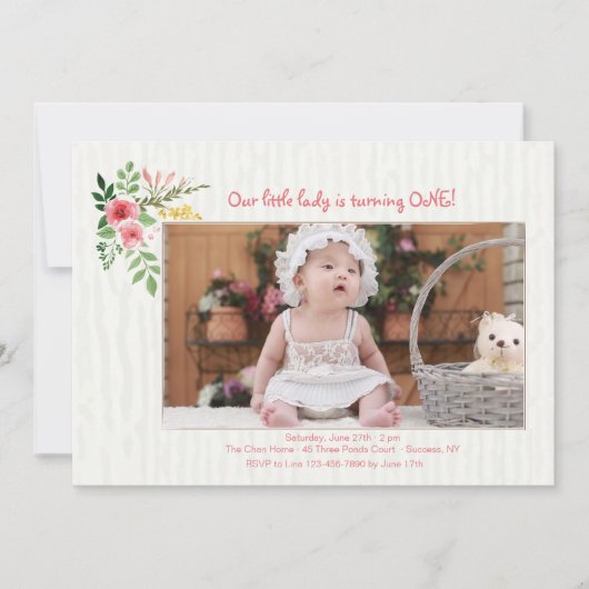 Invitation photo d'expression rose (Devant)