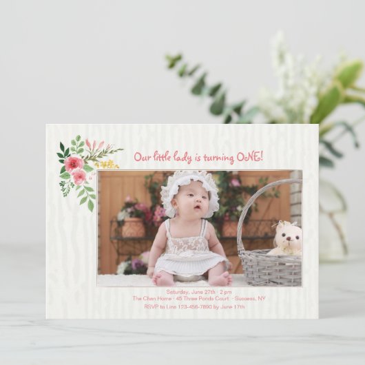 Invitation photo d'expression rose (Debout devant)