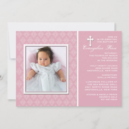 Invitation photo Diamond Lace Pink (Devant)