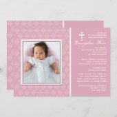 Invitation photo Diamond Lace Pink (Devant / Derrière)