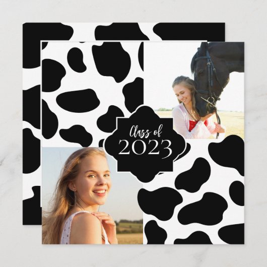 Invitation Photo d'impression de vache (Devant / Derrière)