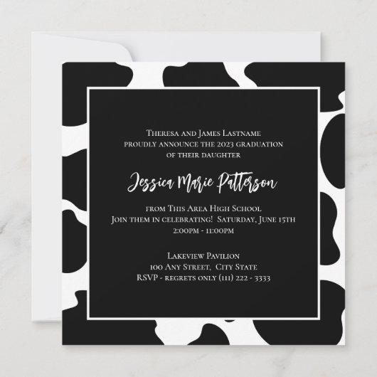 Invitation Photo d'impression de vache (Dos)