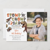 Invitation Photo Dinosaur Typographie Cool Anniversaire (Devant)