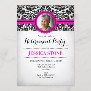 Invitation Photo d'invitation à la retraite - Rose-Chaud