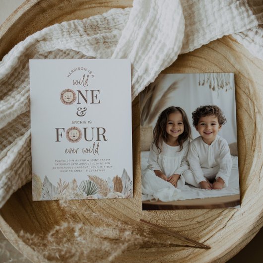 Invitation Photo d'invitation conjointe Wild One et Four Ever