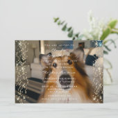 Invitation Photo DOG Douche Anniversaire Rose Gold Confetti (Debout devant)