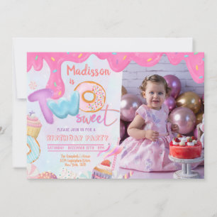 Invitation Photo Donut Two Sweet 2e anniversaire