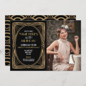 Invitation Photo d'or Art Déco 1920 Gatsby Party (Devant / Derrière)