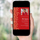 Invitation Photo d'or rouge anniversaire