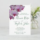 Invitation Photo d'orchidée rose romantique, orchidées (Debout devant)