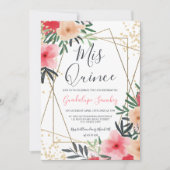 Invitation Photo dorée rouge rose moderne quinceanera (Devant)