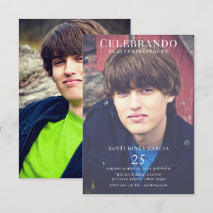 Invitation Photo double d'anniversaire 25 ans masculin